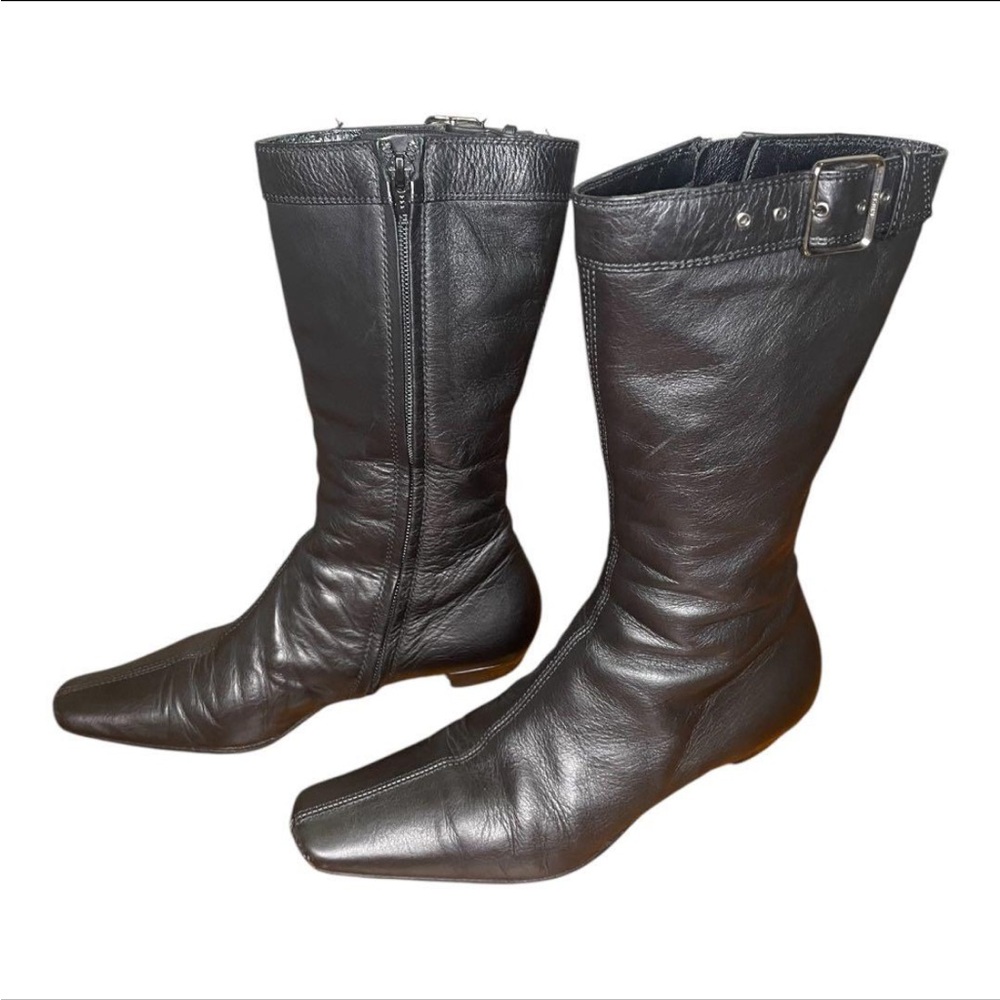 Gucci Tall Black Leather Boots - Women's - Black Size 5 w/ Buckle - Picture 2 of 6